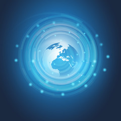 Abstract Blue Futuristic Cloud Computing, Networks Structure and Telecommunications Concept Design - Vector Illustration