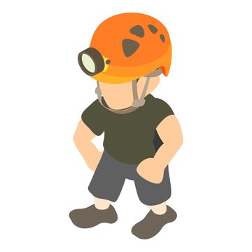 Speleologist icon. Isometric illustration of speleologist vector icon for web