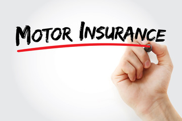 Motor Insurance text with marker, concept background