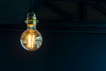 vintage lamp decorative in shop with copy-space.
