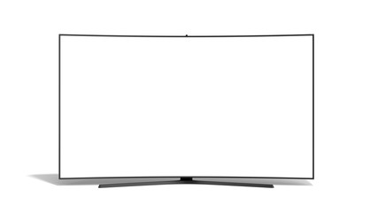 curved empty screen fuhd tv 3d render on white