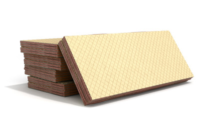 Four rectangle shape wafer biscuits 3d render on white