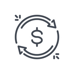 Money exchange line icon. Cashback vector outline sign.