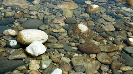 Under water Stone on the lake after waterfall