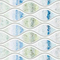 Tapeten Carving-Wellen-Muster auf Hintergrund nahtlose Textur, Patchwork-Muster, Pastellfarbe, Streifen-Textur, 3D-Darstellung © Jojo textures
