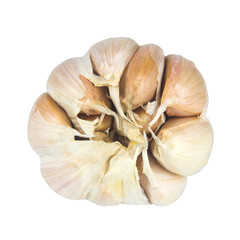 Garlic isolated on white background, top view, with clipping path.