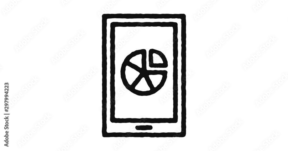 Poster mobile analytics outline icon animation footage/video. hand drawn like symbol animated with motion g