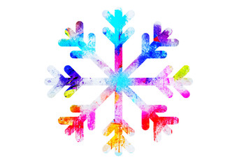 Christmas Background with Cute Colorful Snowflakes on White background