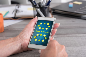 Blockchain concept on a smartphone
