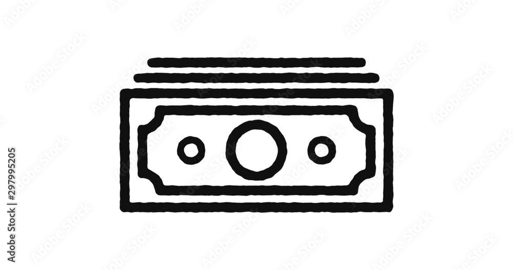 Poster cash withdrawal outline icon animation footage/video. hand drawn like symbol animated with motion gr