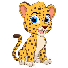 Cute a leopard cartoon sitting and smiling