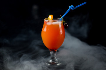 fruit juice with ice on the table
