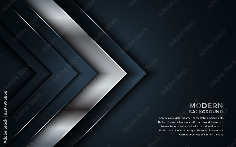 Poster black background overlap gold and black sheets, modern abstract widescreen background with place for