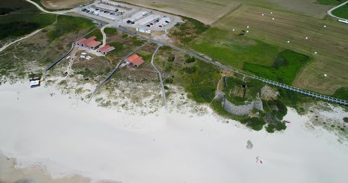 Aerial view of the Paco beach and coastline at Viana do Castelo, Portugal