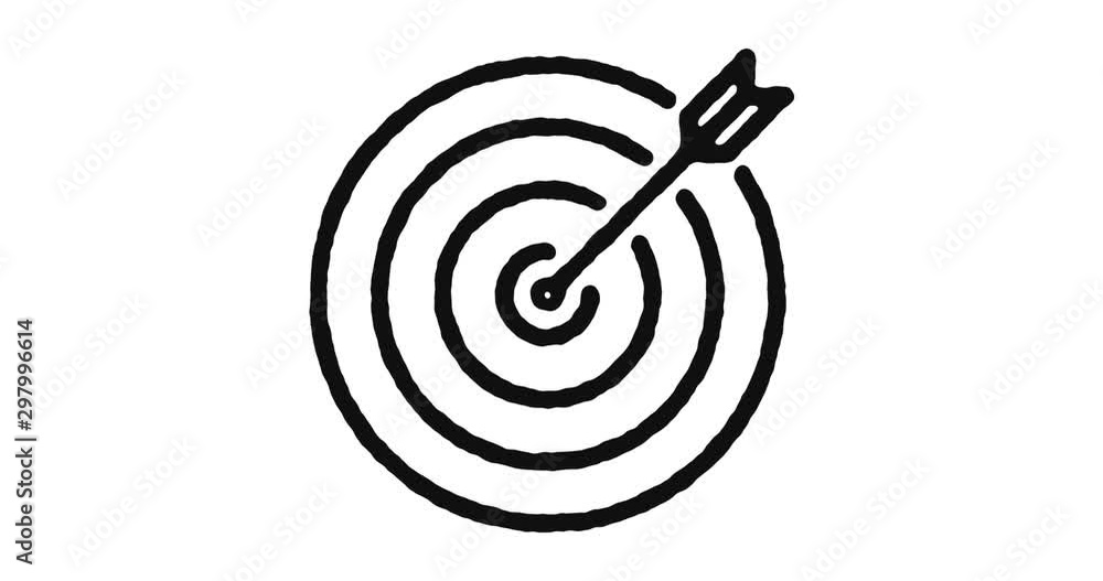 Poster target outline icon animation footage/video. hand drawn like symbol animated with motion graphic, ca