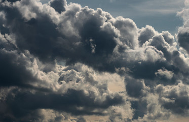 View of  dramatic rain clouds, weather change.