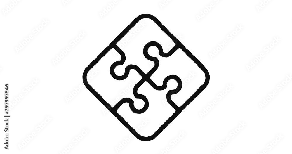 Poster puzzle outline icon animation footage/video. hand drawn like symbol animated with motion graphic, ca