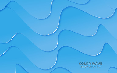 Abstract wave blue color background with curved lines of shadow