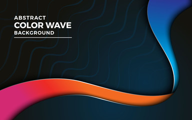 Abstract orange and blue wave curve on black gray design modern futuristic background vector illustration.