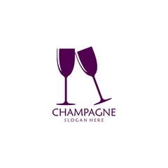 Champagne logo vector icon illustration design 