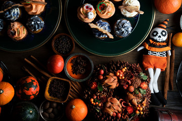 Halloween background  concept. Cookies prepared for Halloween.