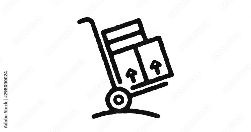 Poster delivery outline icon animation footage/video. hand drawn like symbol animated with motion graphic, 