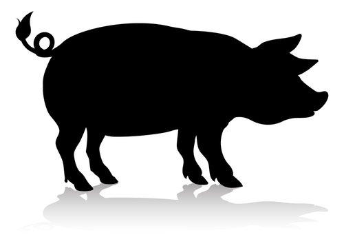 A farm animal silhouette of a pig
