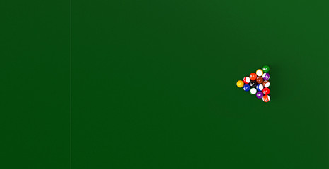 American Pool Billiards Balls Table Set Up 3D Render