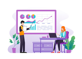 Fototapeta premium Business presentation with graphs and charts. Data analysis, Seo analysis, big data research concept