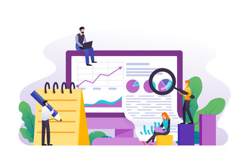 Data analysis, Seo analysis, big data research, website analytics concept with graphs and charts illustration