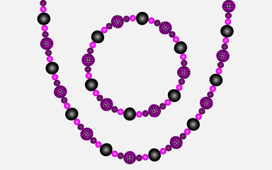 pink beads on the neck, black beads, vector illustration, eps 10