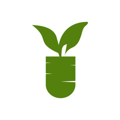 medical leaf green logo design vector