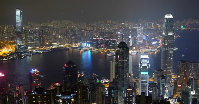 Hong Kong city at night, timelapse
