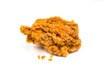 Delicious, hot and crispy fried chicken isolated on white background.