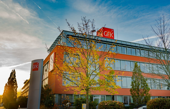 Nuremberg, Germany - October, 2019: View of GFK building, market research institution for consumer research in Nuremberg, Europe