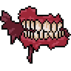 Obraz premium vector pixel art zombie mouth