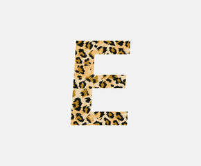 Letter E Leopard Letter Icon , Wild life animal letter E Cheetah Letter Icon. Animal Design Concept.