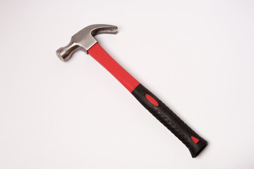 Single red hammer isolated white background