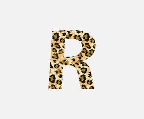 Letter R Leopard Letter Icon , Wild life animal letter R Cheetah Letter Icon. Animal Design Concept.