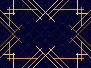 Art deco frame. Vintage linear border. Design a template for invitations, leaflets and greeting cards. The style of the 1920s and 1930s. Vector illustration