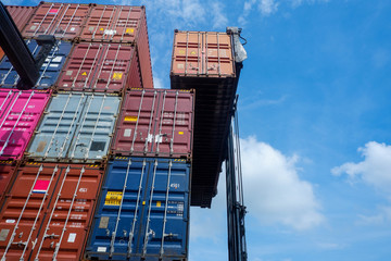 Container cranes on tall piles