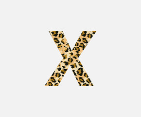 Letter X Leopard Letter Icon , Wild life animal letter X Cheetah Letter Icon. Animal Design Concept.