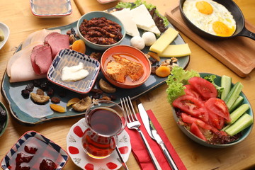 Turkish breakfast with Turkish tea