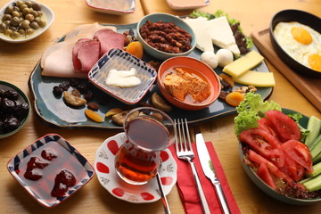 Turkish breakfast with Turkish tea