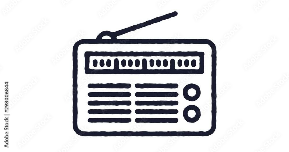 Poster radio outline icon animation footage/video. hand drawn like symbol animated with motion graphic, can