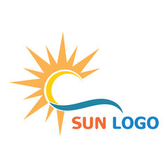 Sun Summer Logo Design illustration icon template