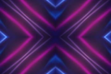 Dark abstract futuristic background. Neon lines glow. Neon lines, shapes. Multi-colored glow,...