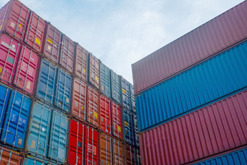 Container stacks in vessels waiting to be imported and exported