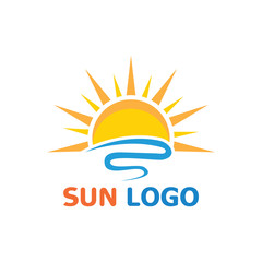 Sun Summer Logo Design illustration icon template