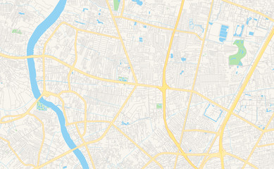 Naklejka premium Printable street map of Nonthaburi, Thailand